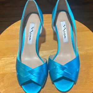 Nina Women's Vibrant Blue Satin Heels